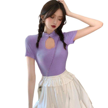 Chinese Cheongsam Collar Asia Style Top with Cutout Kawaii Harajuku Streetwear Summer Sexy Clubbing Casual Semi Formal Qipao from NSE Imports #1.